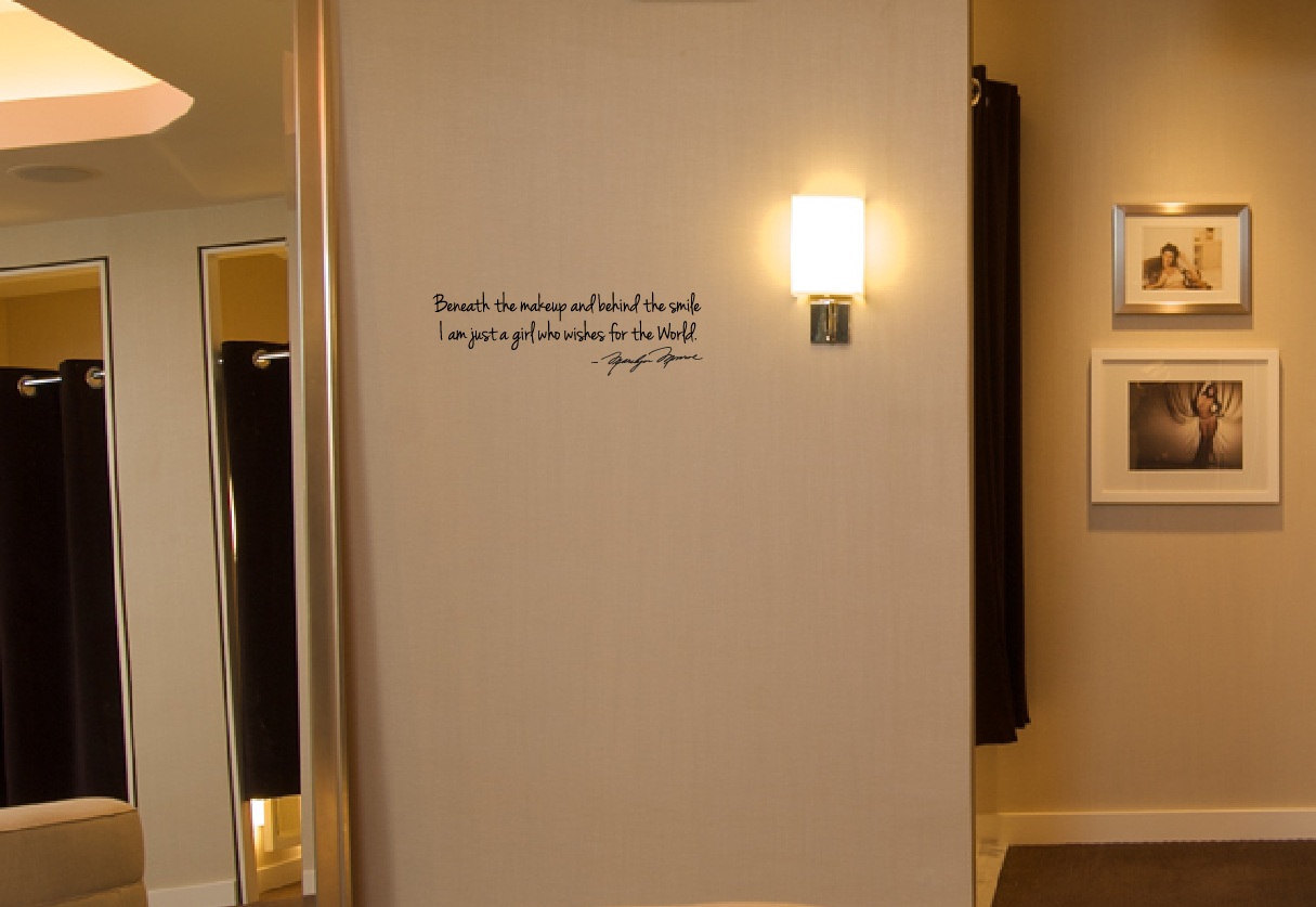 Beneath the Makeup and Behind The Smile... Marilyn Monroe Wall Decal Quote  #1158 - InnovativeStencils, image size:1215x837